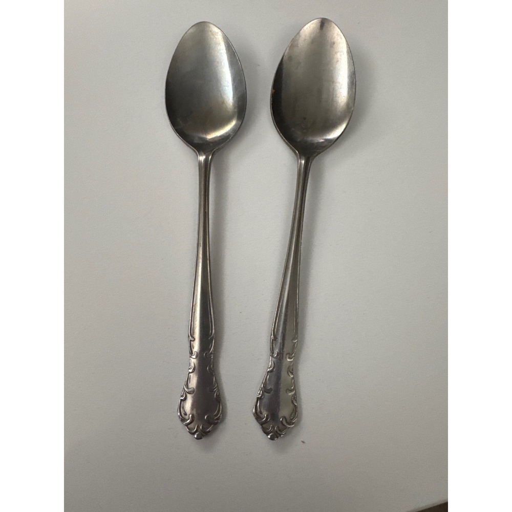 National Stainless Silverware Spoons Set of 2 Ornate Handle Dining Tableware‎